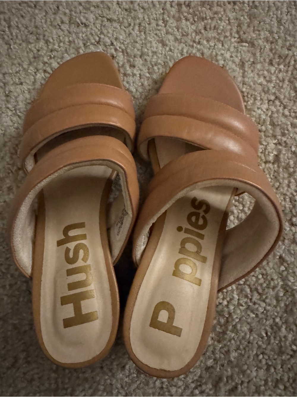 Hush Puppies Women's Tan Leather Slide Sandals Size 7